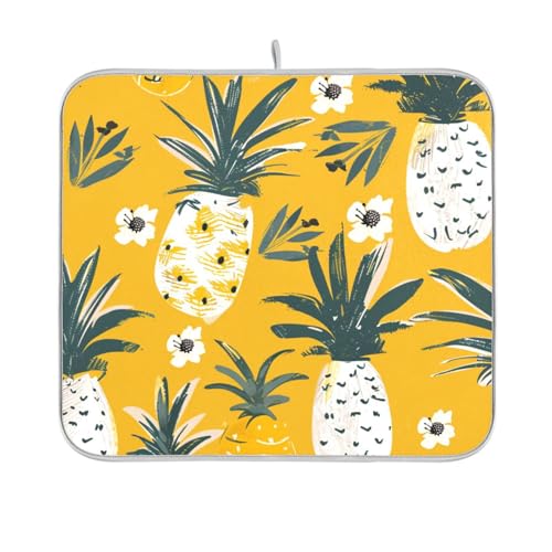 Abtropfmatte mit Ananas-Safari-Silhouette, wiederverwendbar, rechteckig, kleine Arbeitsplatte, Schutzmatte, 40,6 x 45,7 cm, leicht zu reinigen, dekorative Heimdekoration von BCFHRGT