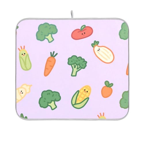 Abtropfmatte mit Cartoon-Motiv, wiederverwendbar, rechteckig, klein, für Geschirr, 40,6 x 45,7 cm, leicht zu reinigen, dekorative Heimdekoration von BCFHRGT