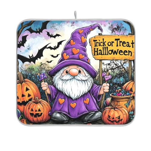 Halloween-Kürbis-Zwerg-Trockenmatte, wiederverwendbar, rechteckig, klein, Küchenmatte, 40,6 x 45,7 cm, leicht zu reinigen, dekorative Heimdekoration von BCFHRGT