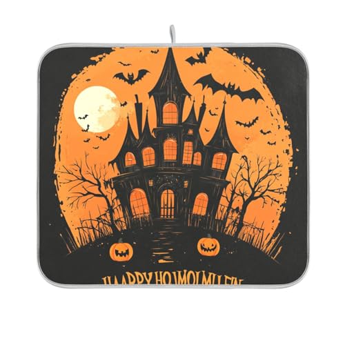 Happy Halloween Fledermaus Schwarz Orange Gruseliges Spukhaus Kürbis Abtropfmatte wiederverwendbar rechteckig kleine Abtropfmatte 40,6 x 45,7 cm leicht zu reinigen dekorative Heimdekoration Essentials Happy Halloween Fledermaus Schwarz Orange Gruseliges Spukhaus Kürbis Abtropfmatte wiederverwendbar rechteckig kleine Abtropfmatte 40,6 x 45,7 cm leicht zu reinigen dekorative Heimdekoration Essentials von BCFHRGT