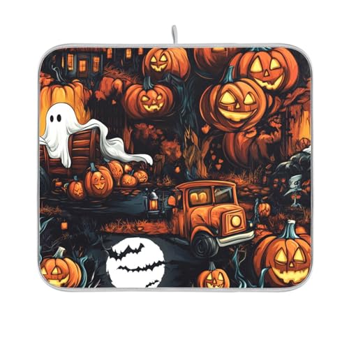 Happy Halloween Kürbisse Baum LKW Abtropfmatte wiederverwendbar rechteckig klein Geschirr Abtropfmatte 40,6 x 45,7 cm leicht zu reinigen dekorative Heimdekoration Essentials Happy Halloween Kürbisse Baum LKW Abtropfmatte wiederverwendbar rechteckig klein Geschirr Abtropfmatte 40,6 x 45,7 cm leicht zu reinigen dekorative Heimdekoration Essentials von BCFHRGT