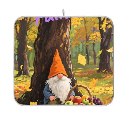 Hello Fall Autumn Tree Dwalf Abtropfmatte, wiederverwendbar, rechteckig, kleines Abtropfgestell, 40,6 x 45,7 cm, leicht zu reinigen, dekorative Heimdekoration von BCFHRGT