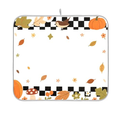 Hello Fall Herbst Kürbis kariert kariert Abtropfmatte wiederverwendbar rechteckig kleine Abtropfmatte 40,6 x 45,7 cm leicht zu reinigen dekorative Heimdekoration Essentials Hello Fall Herbst Kürbis kariert kariert Abtropfmatte wiederverwendbar rechteckig kleine Abtropfmatte 40,6 x 45,7 cm leicht zu reinigen dekorative Heimdekoration Essentials von BCFHRGT