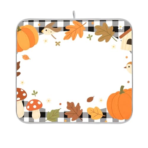 Hello Fall Herbst Kürbis kariert kariert Geschirrmatte wiederverwendbar rechteckig kleine Arbeitsplatte Abtropfmatte 40,6 x 45,7 cm leicht zu reinigen dekorative Heimdekoration Essentials Hello Fall Herbst Kürbis kariert kariert Geschirrmatte wiederverwendbar rechteckig kleine Arbeitsplatte Abtropfmatte 40,6 x 45,7 cm leicht zu reinigen dekorative Heimdekoration Essentials von BCFHRGT