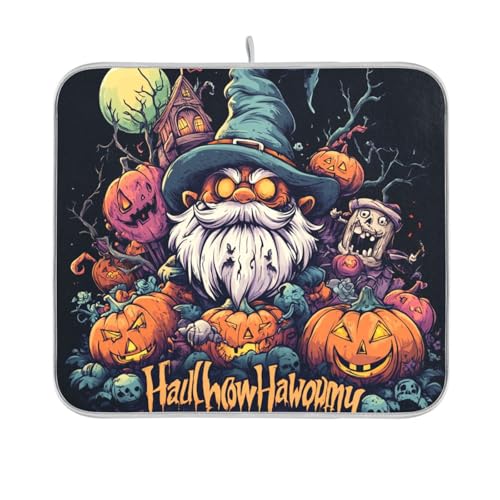Horror-Halloween-Zwerg Grimasse Geschirrmatte, wiederverwendbar, rechteckig, klein, 40,6 x 45,7 cm, leicht zu reinigen, dekorative Heimdekoration von BCFHRGT