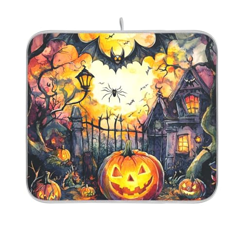 Nightmare Halloween-Geschirrmatte, Fledermaus, wiederverwendbar, rechteckig, klein, matt, 40,6 x 45,7 cm, leicht zu reinigen, dekorative Heimdekoration von BCFHRGT