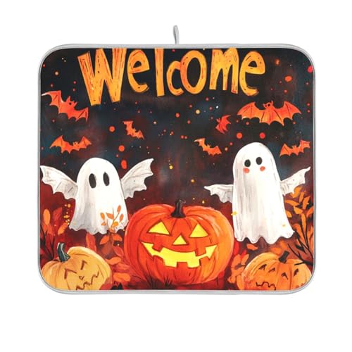 Nightmare Halloween-Kürbis-Geschirrmatte, wiederverwendbar, rechteckig, klein, 40,6 x 45,7 cm, leicht zu reinigen, dekorative Heimdekoration von BCFHRGT