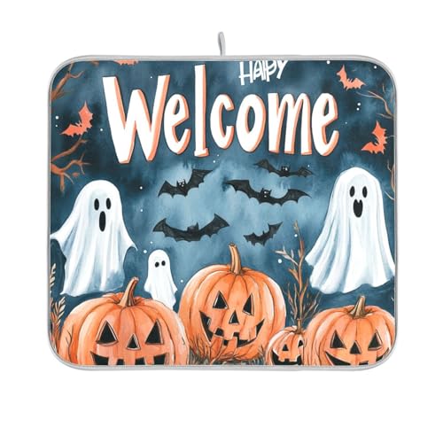 Nightmare Halloween-Kürbis-Geschirrmatte, wiederverwendbar, rechteckig, klein, spülmaschinenfest, 40,6 x 45,7 cm, leicht zu reinigen, dekorative Heimdekoration von BCFHRGT
