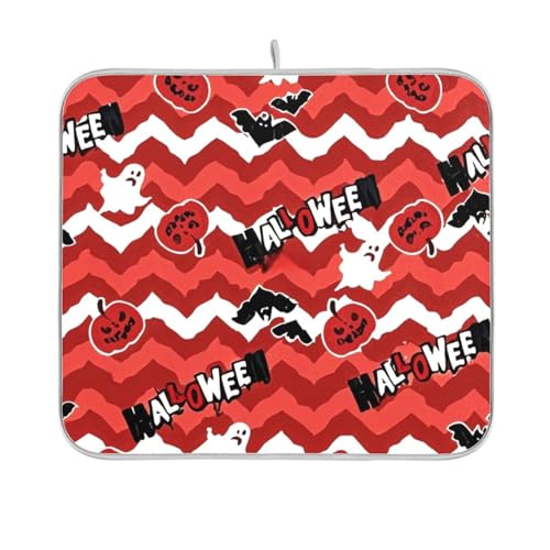 Roter Halloween-Kürbis-Geschirrmatte, wiederverwendbar, rechteckig, klein, 40,6 x 45,7 cm, leicht zu reinigen, dekorative Heimdekoration von BCFHRGT