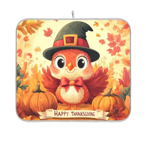 Thanksgiving-Kürbis-Truthahn-Abtropfmatte, wiederverwendbar, rechteckig, kleine Gummimatte, Arbeitsplatte, 40,6 x 45,7 cm, leicht zu reinigen, dekorative Heimdekoration von BCFHRGT