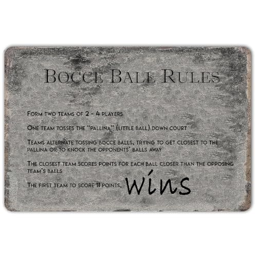 BCHUAN Boccia Ball Rules Metall-Blechschilder, Scoring Rules, Poster, Hofspielschilder, Wanddekoration, 30,5 x 20,3 cm von BCHUAN