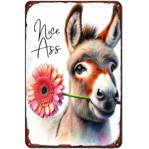 BCHUAN Lustiges Esel Sonnenblume Badezimmer Schild Esel Wandkunst Dekor Nice Ass Bauernhaus Badezimmer Metall Blechschild Retro Sonnenblume Metall Poster Plakette Schild 30,5 x 20,3 cm BCHUAN Lustiges Esel Sonnenblume Badezimmer Schild Esel Wandkunst Dekor Nice Ass Bauernhaus Badezimmer Metall Blechschild Retro Sonnenblume Metall Poster Plakette Schild 30,5 x 20,3 cm von BCHUAN
