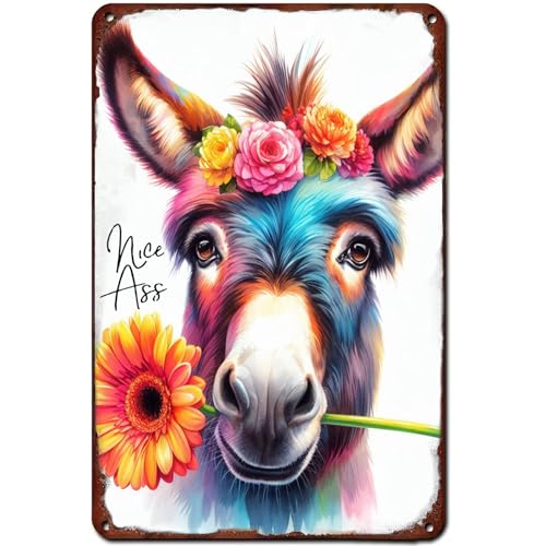 BCHUAN Lustiges Esel Sonnenblume Badezimmer Schild Esel Wandkunst Dekor Nice Ass Bauernhaus Badezimmer Sonnenblume Metall Blechschild Retro Metall Poster Plakette Schild 30,5 x 20,3 cm BCHUAN Lustiges Esel Sonnenblume Badezimmer Schild Esel Wandkunst Dekor Nice Ass Bauernhaus Badezimmer Sonnenblume Metall Blechschild Retro Metall Poster Plakette Schild 30,5 x 20,3 cm von BCHUAN