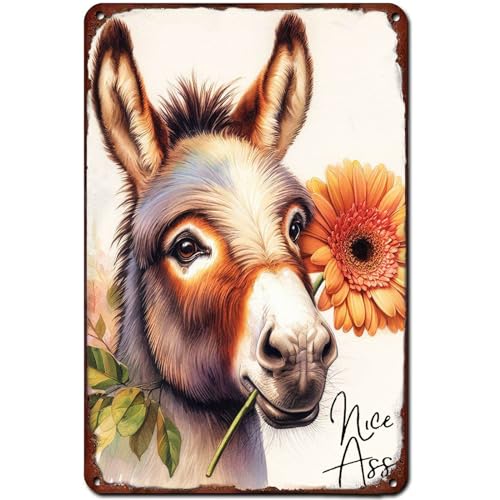 BCHUAN Lustiges Esel Sonnenblume Badezimmer Schild Esel Wandkunst Dekor Nice Ass Sonnenblume Bauernhaus Badezimmer Metall Blechschild Retro Metall Poster Plakette Schild 30,5 x 20,3 cm BCHUAN Lustiges Esel Sonnenblume Badezimmer Schild Esel Wandkunst Dekor Nice Ass Sonnenblume Bauernhaus Badezimmer Metall Blechschild Retro Metall Poster Plakette Schild 30,5 x 20,3 cm von BCHUAN