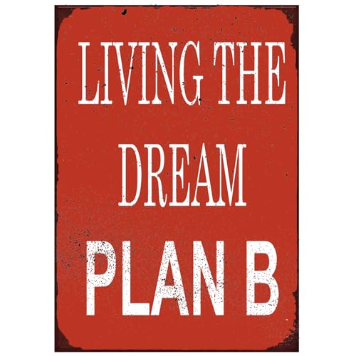 BCHUAN Lustiges sarkastisches Blechschild – Living The Dream Plan B – Metallschilder, Retro-Wandkunst, Männerhöhle, Dekoration, Bar, Garage, Pub, 30,5 x 20,3 cm BCHUAN Lustiges sarkastisches Blechschild – Living The Dream Plan B – Metallschilder, Retro-Wandkunst, Männerhöhle, Dekoration, Bar, Garage, Pub, 30,5 x 20,3 cm von BCHUAN