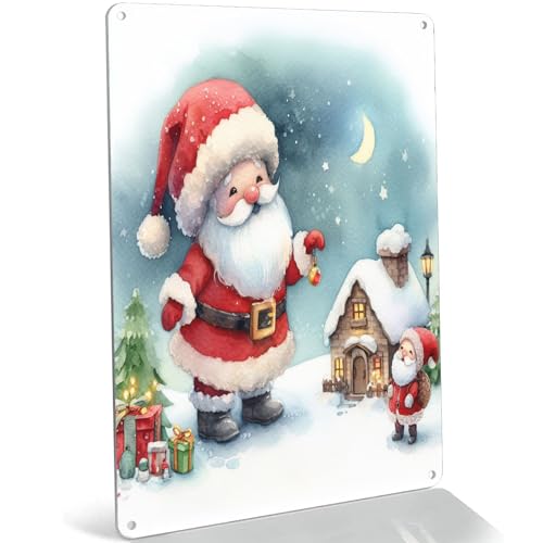 BCHUAN Metall-Blechschild, Weihnachten, Mond, Wandkunst, Weihnachtsgeschenk, Retro-Poster, Weihnachtsdekoration, für Zuhause, Bar, Hof, Büro, 30,5 x 20,3 cm von BCHUAN