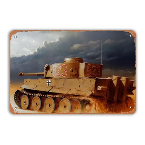 BCHUAN Metall-Blechschild aus dem Zweiten Weltkrieg mit Panzer im 2. Weltkrieg, Vintage-Metallschilder für Männer, Panzer unter dem Rauch von Schießpulver, Retro-Poster, Wanddekoration für Bars BCHUAN Metall-Blechschild aus dem Zweiten Weltkrieg mit Panzer im 2. Weltkrieg, Vintage-Metallschilder für Männer, Panzer unter dem Rauch von Schießpulver, Retro-Poster, Wanddekoration für Bars von BCHUAN