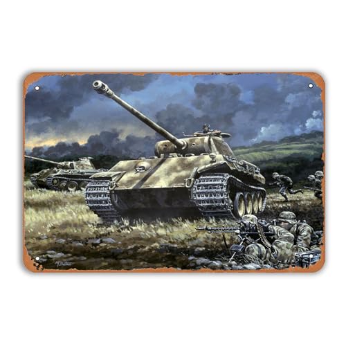 BCHUAN Metall-Blechschild aus dem Zweiten Weltkrieg mit Panzern, Vintage-Stil, für Männer, Camouflage-Tankschild, Retro-Poster, Wanddekoration für Bars, Restaurants, Veteranen, Clubs, Kneipen, 30,5 x BCHUAN Metall-Blechschild aus dem Zweiten Weltkrieg mit Panzern, Vintage-Stil, für Männer, Camouflage-Tankschild, Retro-Poster, Wanddekoration für Bars, Restaurants, Veteranen, Clubs, Kneipen, 30,5 x von BCHUAN