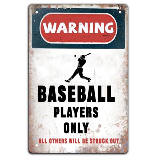 Baseball-Dekor-Blechschild, Warnschilder – Baseballspieler nur alle anderen werden herausgeschlagen werden – Baseball-Dekorationen für Jungenzimmer, Baseball-Poster, Schlafzimmer, Sport von BCHUAN