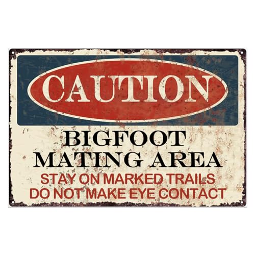 Bigfoot Metallschild "Mating Area", "Stay on Marked Trails Do Not Make Eye Contact", lustiges Metallschild, Vintage-Warnschild, Retro-Blechschild für Zuhause, Bar, Pub, Café, Bauernhof, Zimmer Bigfoot Metallschild "Mating Area", "Stay on Marked Trails Do Not Make Eye Contact", lustiges Metallschild, Vintage-Warnschild, Retro-Blechschild für Zuhause, Bar, Pub, Café, Bauernhof, Zimmer von BCHUAN
