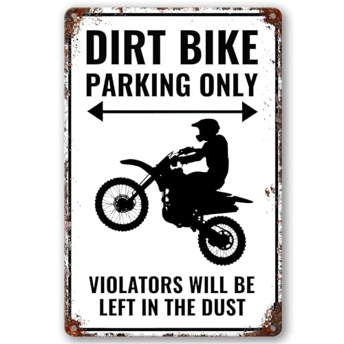 Dirt Bike Parking Only – Garage Metall-Blechschild für Jungenzimmer, Dekoration, Geschenke für Jungen, Dirt Bike, Geburtstagsparty, Dekorationen für Schlafzimmer, Geschenke für Männer von BCHUAN