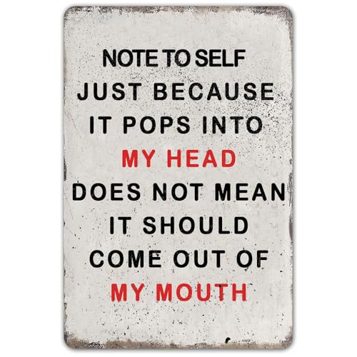 Lustiges Metall-Blechschild mit Aufschrift "Note To Self Just Because It Pops Into My Head", Retro-Poster, Küche, Bar, Club, Garage, Heimdekoration, Wandkunst, Blechschilder, 20,3 x 30,5 cm von BCHUAN