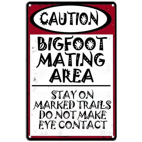 Lustiges Metallschild, Bigfoot Mating Area Schild, Stay on Marked Trails Do Not Make Eye Contact Vintage-Warnschilder, Retro-Blechschild für Zuhause, Bar, Pub, Café, Bauernhof, Zimmer, Plakette Lustiges Metallschild, Bigfoot Mating Area Schild, Stay on Marked Trails Do Not Make Eye Contact Vintage-Warnschilder, Retro-Blechschild für Zuhause, Bar, Pub, Café, Bauernhof, Zimmer, Plakette von BCHUAN
