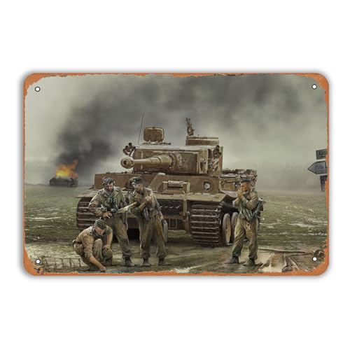 Metall-Blechschild aus dem Zweiten Weltkrieg mit Panzern, Vintage-Metallschilder für Männer, Panzer nach der Schlacht, Retro-Poster, Wanddekoration für Bars, Restaurants, Veteranen, Clubs, Kneipen, von BCHUAN