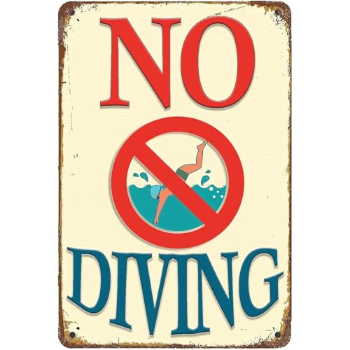 Schild mit Aufschrift "No Diving Pool", Vintage-Sicherheitsschild, Poolregeln, Metall-Blechschilder, lustige Schwimmbad-Dekorationen, Pool-Warnung, Metallschilder, für den Außenbereich, für den Hof Schild mit Aufschrift "No Diving Pool", Vintage-Sicherheitsschild, Poolregeln, Metall-Blechschilder, lustige Schwimmbad-Dekorationen, Pool-Warnung, Metallschilder, für den Außenbereich, für den Hof von BCHUAN