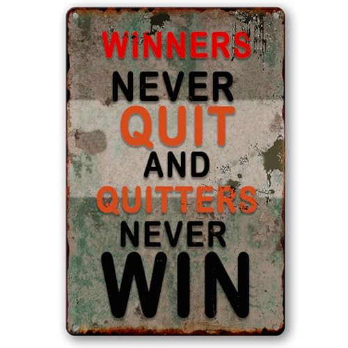 Winners Never Quit And Quitters Never Win Schild, motivierendes Metallposter, Retro-Blechschilder, Inspirationszitat, Wandkunst, Wanddekoration für Zuhause, Bar, Pub, Club, Café, Zimmer, Garage Winners Never Quit And Quitters Never Win Schild, motivierendes Metallposter, Retro-Blechschilder, Inspirationszitat, Wandkunst, Wanddekoration für Zuhause, Bar, Pub, Club, Café, Zimmer, Garage von BCHUAN
