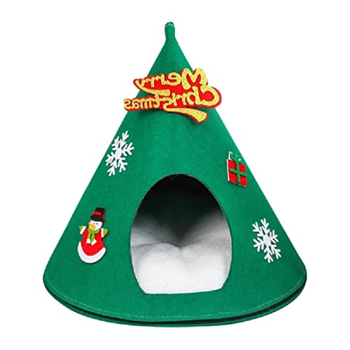Katzenhöhle in Weihnachtsbaumform, für kleine bis große Katzen, maschinenwaschbar, ultraweiches Kissen, rutschfest, Katzenzelte für draußen von BCIOUS