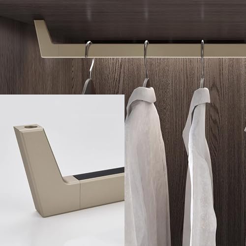 BCJMKDX Garderobenstangen. Garderobenstange, robuste rechteckige Kleiderstangen aus Aluminiumlegierung, geräuschlose Kleiderstange for den Kleiderschrank(Gold,90cm(35 3/8 in)) von BCJMKDX