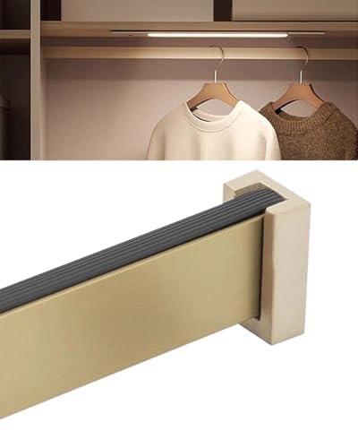 BCJMKDX Garderobenstangen. Kleiderschrankstange, rutschfeste Kleiderstangen for Aufhängen von Kleidung, Kleiderbügelstange mit gebürsteter Oberfläche und Endstützen(Gold,160cm(63")) von BCJMKDX
