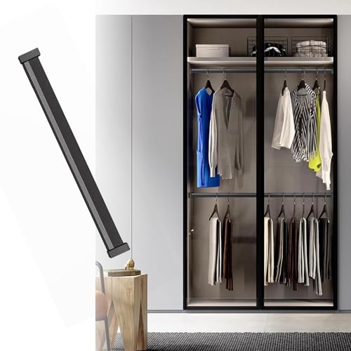 BCJMKDX Garderobenstangen. Kleiderstange, 0,12 Zoll Dicke Kleiderstangen aus Aluminiumlegierung, anpassbare, an der Wand montierte Kleiderstange for Aufhängen(Black,160cm(5.26ft)) von BCJMKDX