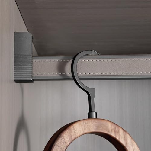 BCJMKDX Garderobenstangen. Schrankständer aus Aluminiumlegierung und Leder for den Kleiderschrank, rutschfeste Kleiderstange mit Endstützen(Light Gray,40cm(15 3/4") Length) von BCJMKDX
