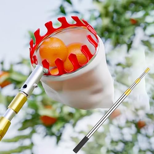 BCJMKDX Obstpflücker, Obstbaumpflücker mit Korb, Teleskop-Obstpflücker Edelstahl, Feigenpflücker for Aprikose, Birne, Orange, Mehrere(4m) von BCJMKDX