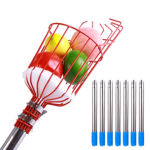 BCJMKDX Obstpflücker, Obstpflückerstange mit Korb, mit Schaumstoff-Schutzpolster, Obstbaumpflücker aus Edelstahl for Apfel, Birne, Zitrone, Orange(2.8m) von BCJMKDX