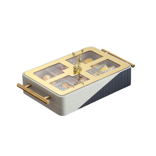 BCJMKDX Snack-Tablett, Moderne unterteilte Servierschalen mit Deckel, multifunktionales Party-Snacktablett for Obst, Nüsse, Süßigkeiten, Cracker, Gemüse(B) von BCJMKDX