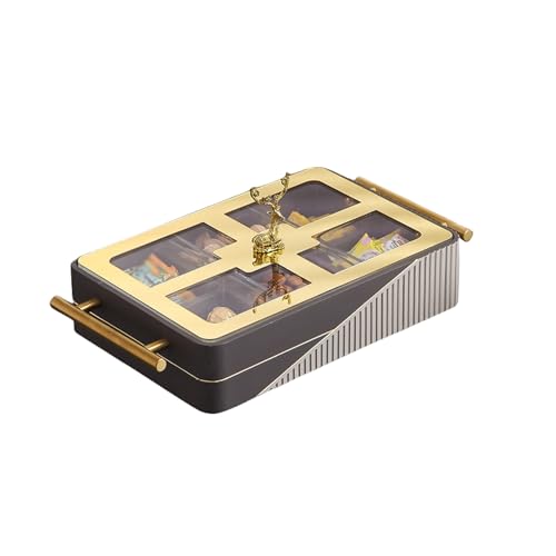 BCJMKDX Snack-Tablett, Moderne unterteilte Servierschalen mit Deckel, multifunktionales Party-Snacktablett for Obst, Nüsse, Süßigkeiten, Cracker, Gemüse(C) von BCJMKDX