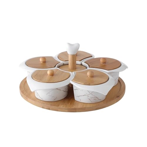 BCJMKDX Snack-Tablett, Unterteilte Servierplatte, 5 herausnehmbare Fächer, 360° drehbare Vorspeisen-Snackplatte aus Porzellan for Obst BCJMKDX Snack-Tablett, Unterteilte Servierplatte, 5 herausnehmbare Fächer, 360° drehbare Vorspeisen-Snackplatte aus Porzellan for Obst von BCJMKDX