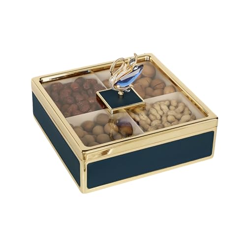 BCJMKDX Snack-Tablett, Unterteilte Servierschalen mit transparentem Deckel, Servierschüsseln for Partys – perfekt for Chips und Dip, Gemüse, Süßigkeiten und Snacks, Nüsse(Blue) von BCJMKDX