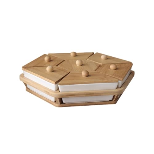 BCJMKDX Snack-Tablett, Unterteiltes Servierset mit 7 herausnehmbaren Fächern, Vorspeisen-Relish-Schale, Snackschalen-Set for Party, Küche, Obst von BCJMKDX