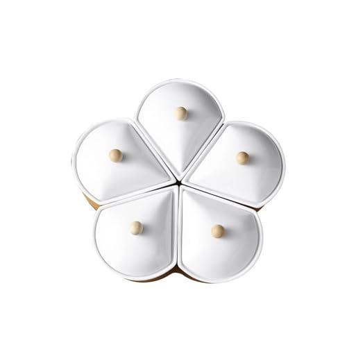 BCJMKDX Snack-Tablett, Unterteiltes Serviertablett mit 5 Keramikschalen auf Bambusplatte – Ideal for Snacks und Vorspeisen | Vielseitig einsetzbar for jeden Anlass BCJMKDX Snack-Tablett, Unterteiltes Serviertablett mit 5 Keramikschalen auf Bambusplatte – Ideal for Snacks und Vorspeisen | Vielseitig einsetzbar for jeden Anlass von BCJMKDX