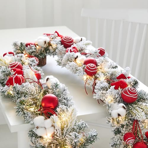 Kränze. 6 Fuß Kaminsims-Girlande, fühlt Sich echt an, künstliche Girlande, Weihnachts-Treppendekoration, Heimdekoration for Kamin, Tür, Treppe, Zuhause(Red) von BCJMKDX