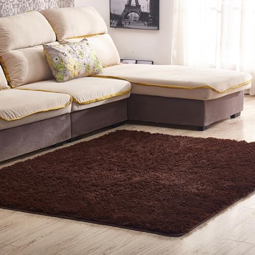 Luxuriöser, Flauschiger Shag-Lounge-Teppich, fusselfrei, dichter Teppich, weicher Teppich, schicker traditioneller Teppich, ideal for Wohnzimmer und Schlafzimmer(Brown,120x160) von BCJMKDX