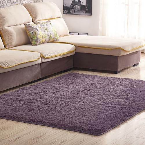 Luxuriöser, Flauschiger Shag-Lounge-Teppich, fusselfrei, dichter Teppich, weicher Teppich, schicker traditioneller Teppich, ideal for Wohnzimmer und Schlafzimmer(Gray Purple,80x200) von BCJMKDX