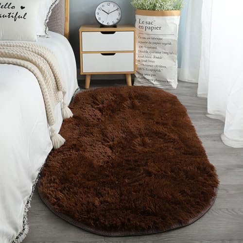 Teppiche Luxuriöser Flauschiger Shag-Teppich, waschbare Teppiche for Wohnzimmer, fusselfrei, dichte Teppiche, Leichter Luxus, minimalistischer Stil for Wohnzimmer, Plüschteppich(Brown,60 * 90cm) von BCJMKDX