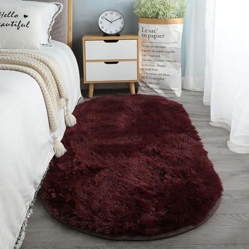Teppiche Luxuriöser Flauschiger Shag-Teppich, waschbare Teppiche for Wohnzimmer, fusselfrei, dichte Teppiche, Leichter Luxus, minimalistischer Stil for Wohnzimmer, Plüschteppich(Claret,40 * 120cm) von BCJMKDX