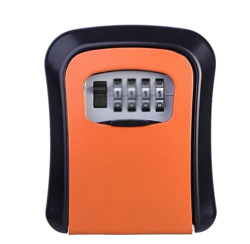 Wandmontierter Sicherheits-Schlüsseltresor for den Außenbereich, mit Zahlenschloss und äußerer Schutzabdeckung, wetterfester Türschlüsselkasten, abschließbare Schlüsselaufbewahrungsbox(Orange) von BCJMKDX