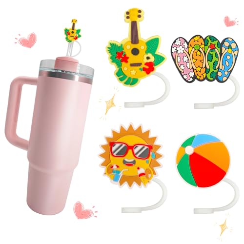 4 x hawaiianische Volleyball-Strohhalm-Abdeckkappen für Stanley Cup Stanley Stroh 4 x hawaiianische Volleyball-Strohhalm-Abdeckkappen für Stanley Cup Stanley Stroh von BCKTW